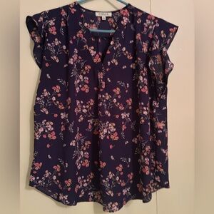 Chaus Purple Floral Blouse